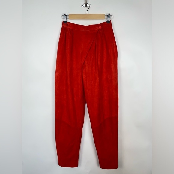 Patricia Rhodes VTG  Leather Suede Pants Size 4 Red - Picture 1 of 16